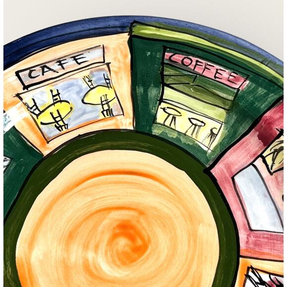 Colorful Decorative Ceramic Plate Hand Painted Wall Decor Artsy Kitchen Unique - Picture 5 of 12